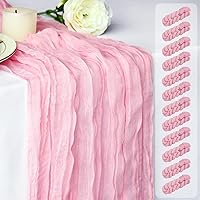 Dekafri Pink Cheesecloth Table Runners 12 Pack - 120 Inch 10ft Gauze Runners for Wedding, Bridal Shower, Baby Shower & Party Decor