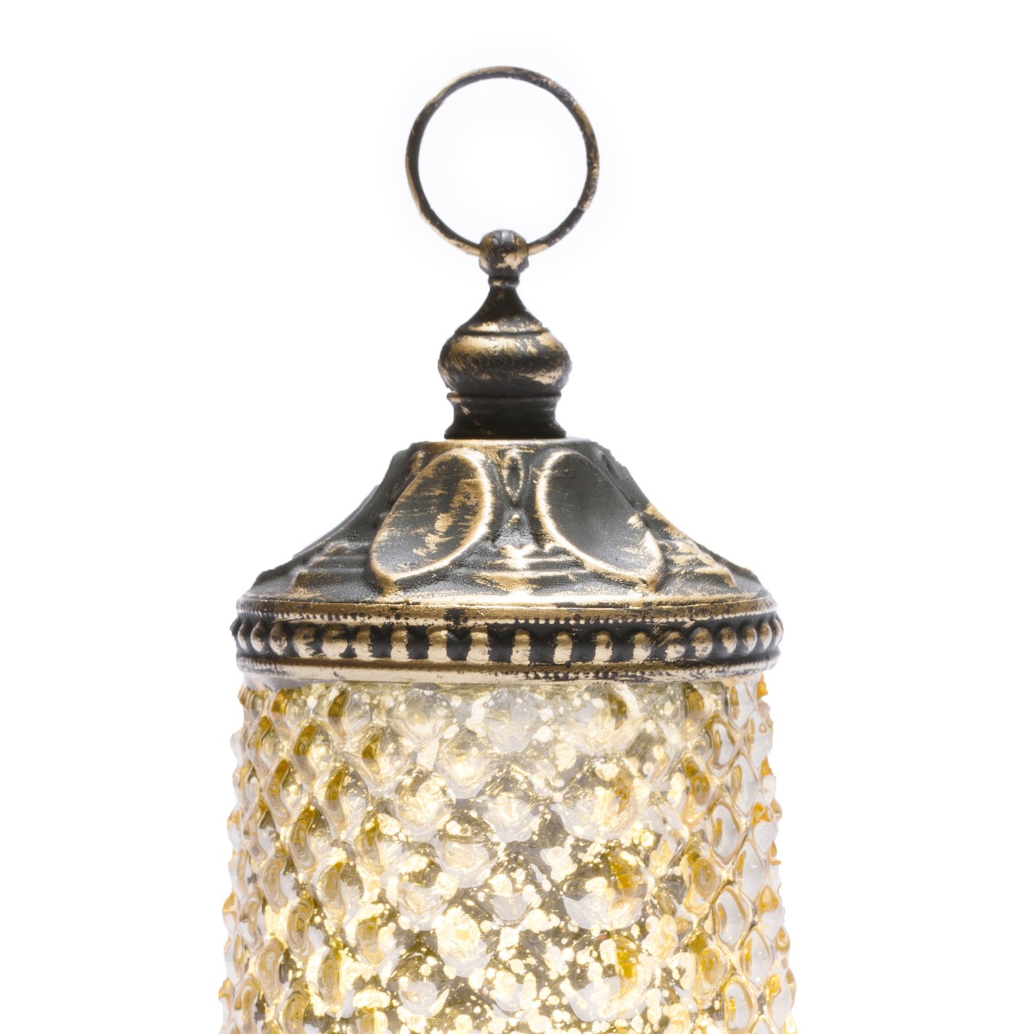 Snapklik.com : Gold Mercury Glass Lanterns - Set Of 4, Warm White LED