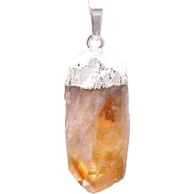 Paialco Natural Rough Rock Raw Yellow Citrine Pendant Necklace 18" -Silver