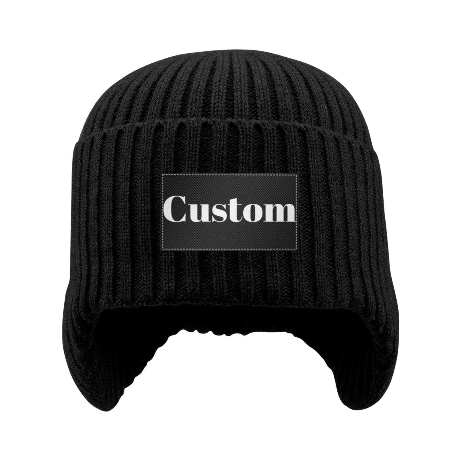 Bulk Custom Beanie Hats with Earflap Custom Knit Hat Warm Winter Hat Personalized Beanies Skull Cap Add Text Logo