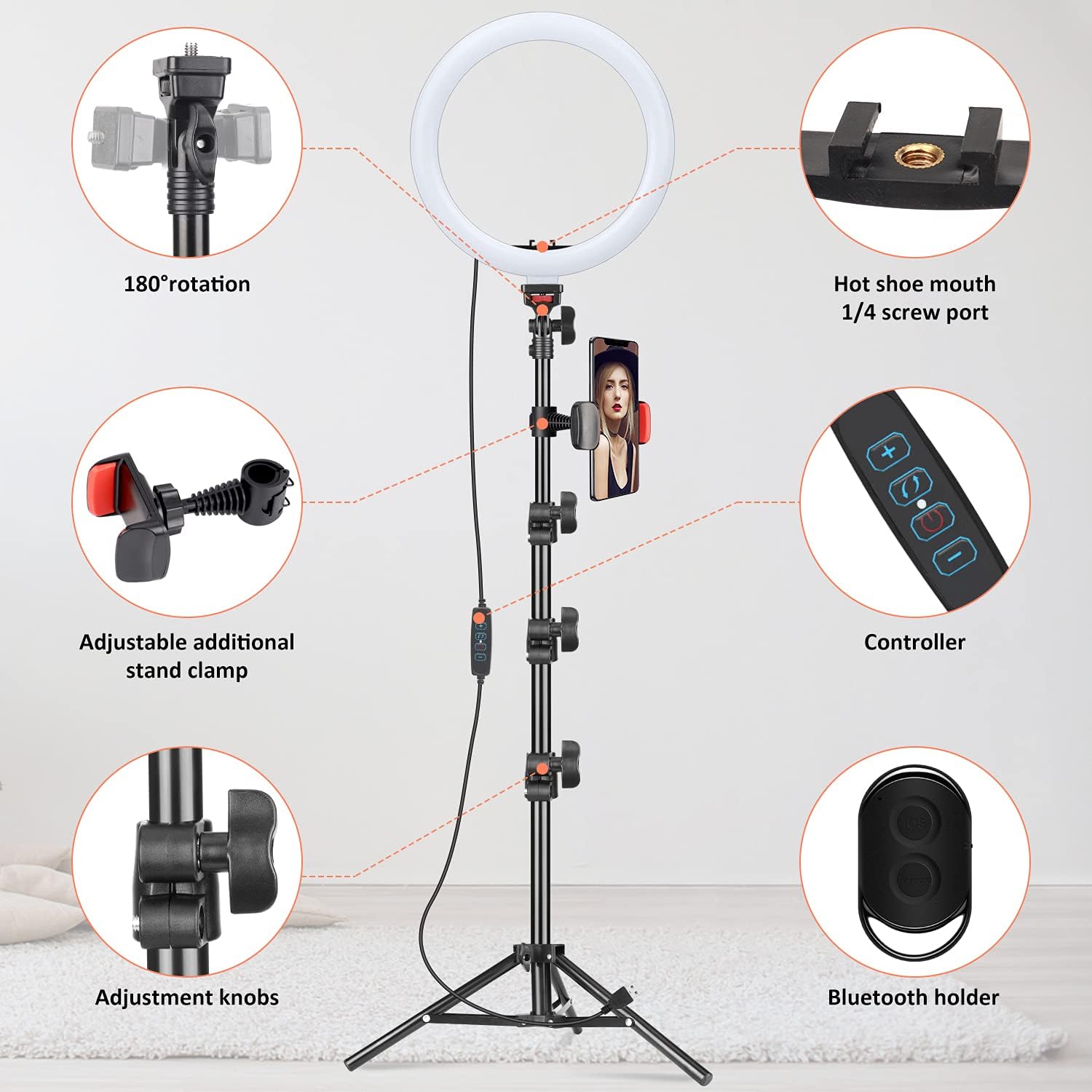 Best Review Selfie Ring Light with Tripod Stand & Phone Tripod Holder, 10.2 inch UEGOGO 3 Modes LED Ring Light & Selfie Stick for Makeup/Photography/Live Streaming/YouTube TikTok, Compatible with iPhone/Android