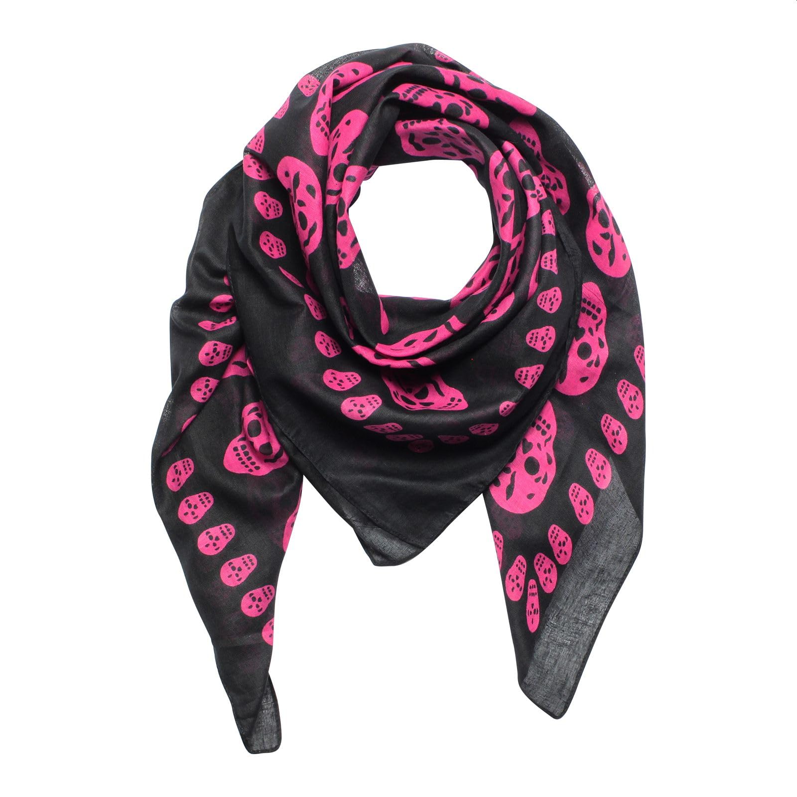 Freak Scene Cotton Scarf - Skulls 1 black - pink - squared kerchief