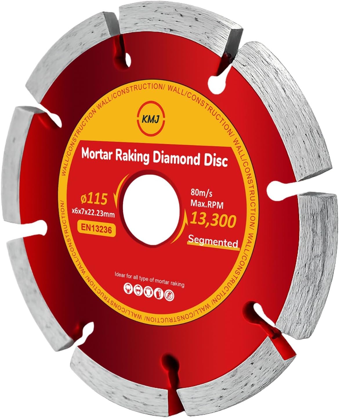 – KMJ A-Grade 1 Pack Mortar Rake 115mm Diamond cutting Disc for Angle Grinder with 6mm Thickness –Mortar Raker & Removal Tool-115mm Pointing Disc-Durable Mortar Raking Disc–Size 115 x 6 x 7 x 22.23 mm