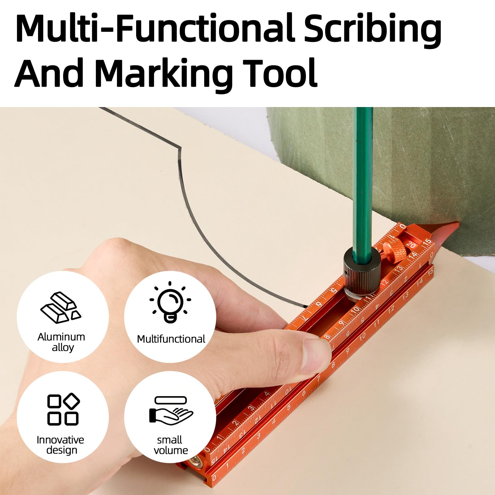 Imbot 4-Sided Magnetic Scribing Tool with Laser Scale for Woodworking & DIY — Amazon image 5