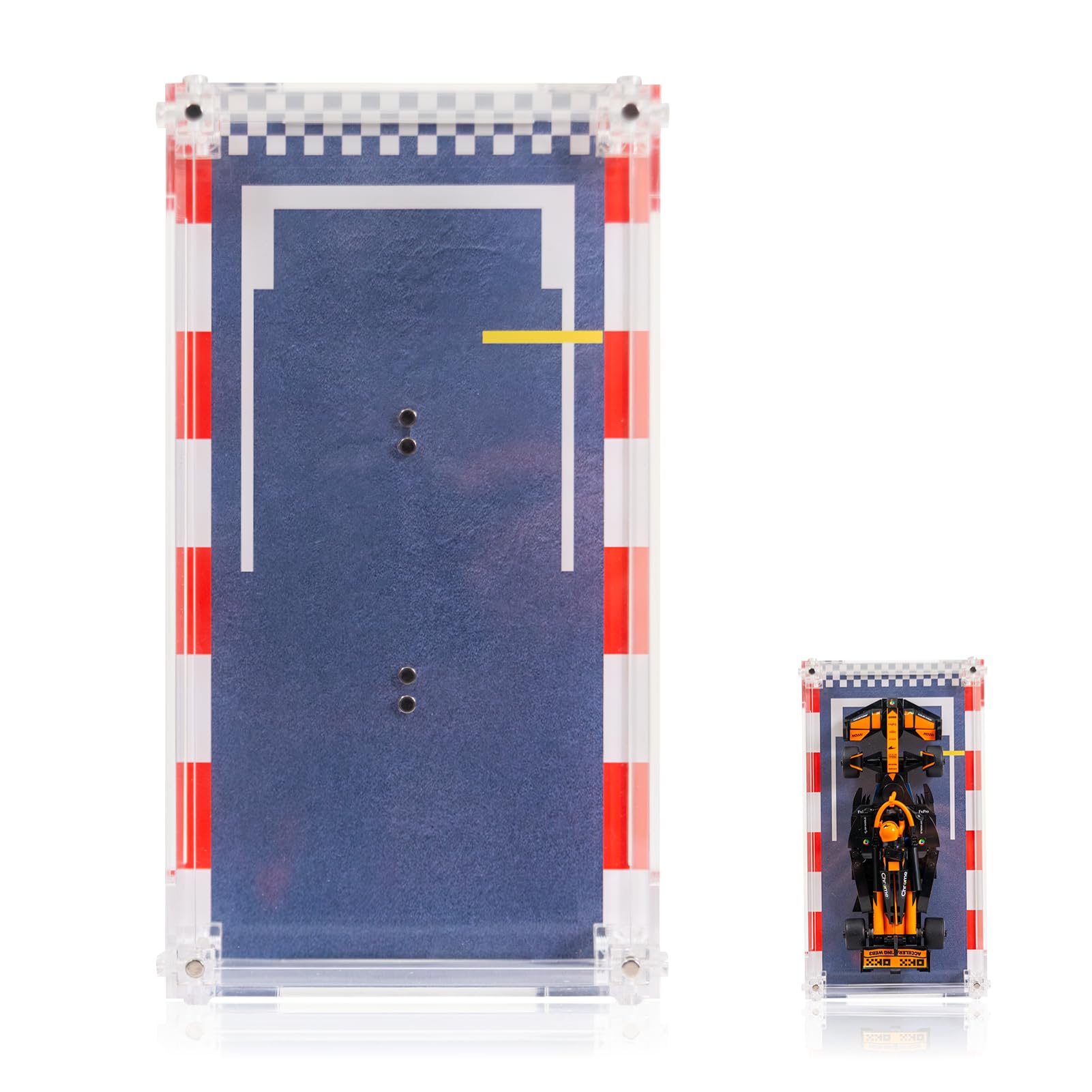Acryl-Vitrine kompatibel mit Lego Speed Champions F1 77242,77243,77244,77245,77246,77247,77248,77249,77250,77251- Staubgeschützte Aufbewahrungsbox Vitrine, Größe:13x7x24cm