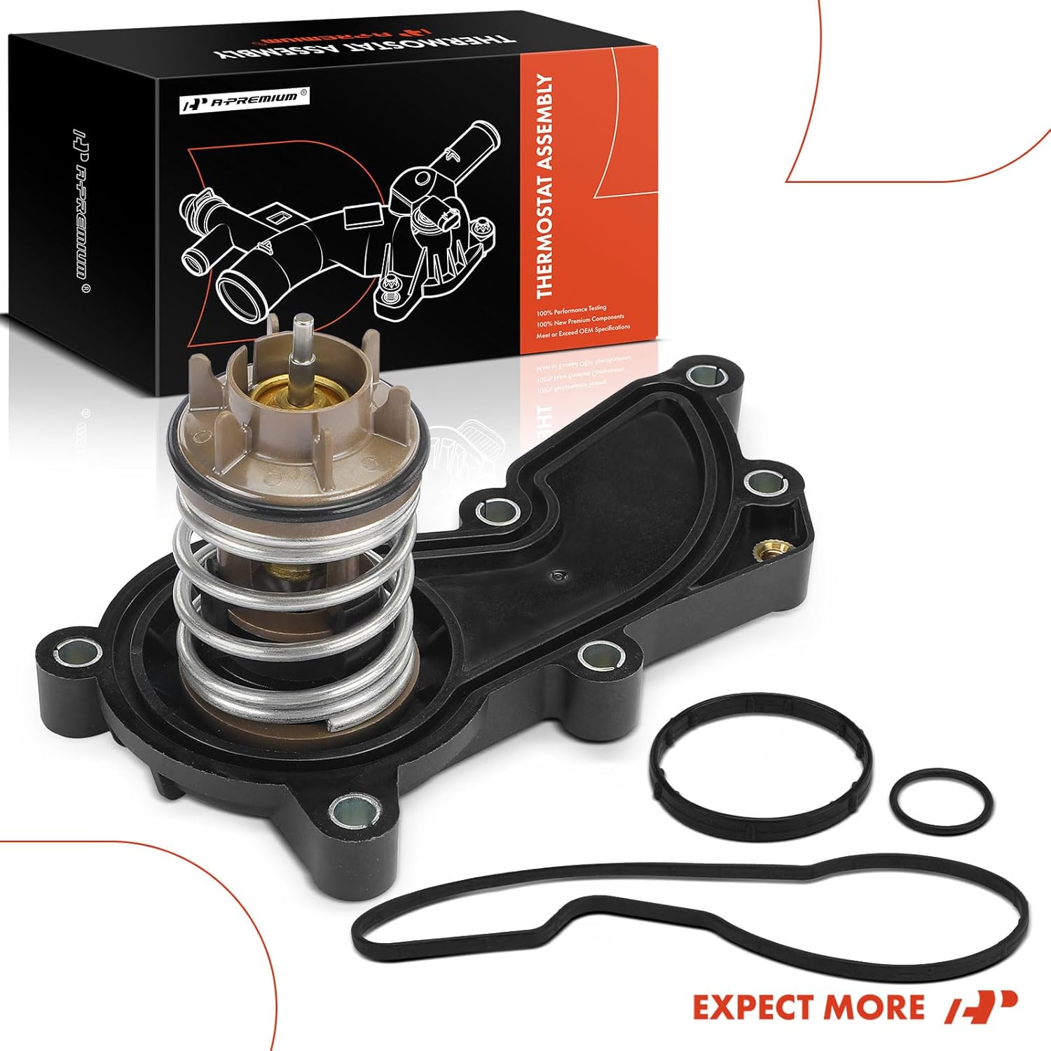 A-Premium Engine Coolant Thermostat Housing Assembly Compatible with Audi Q7 2018-2019, A6 Quattro 2016-2018, A7 Quattro 2016-2018, A8 Quattro 2015-2018, Replaces for 06E121111AN, 06E121111AR