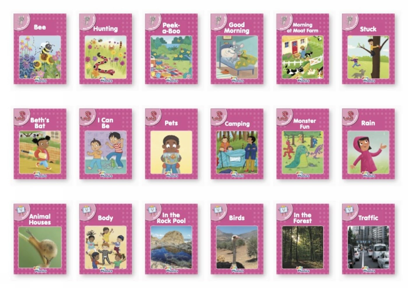 Jolly Phonics Pink Readers Complete Set: in Precursive Letters (British English Edition)