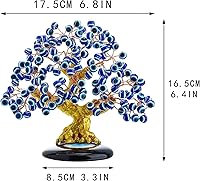 Vista 2 de YU FENG Árbol de Ojo Turco Nazar Azul de 6.8 pulgadas, Árbol Posavasos de Ojo Turco para Protección, Buena Suerte, Prosperidad, para Decoración