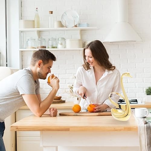 Miniatura 5 de Organizador de cubiertos de cisne, soporte para cuchara, tenedor, cuchara de aleación de zinc, organizador de cubiertos con forma de cisne, soporte