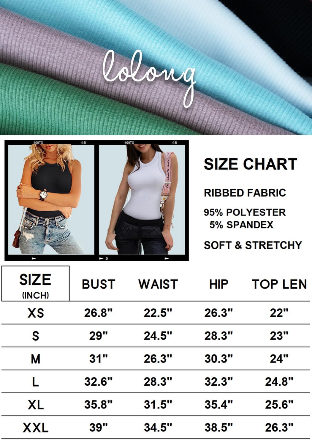 LOLONG Womens Tank Tops Summer Sleeveless Racerback Casual Basic Ribbed Shirts Pink Small