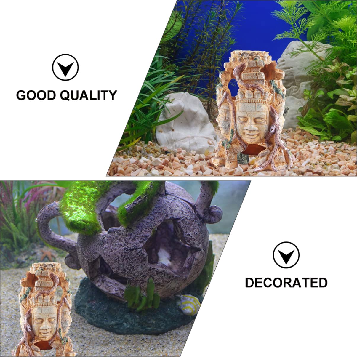 Toyvian 1 Decorazionper con Buddha Faccie Accessorio per e Rettili e Vivid e Sicuro per Acquatici