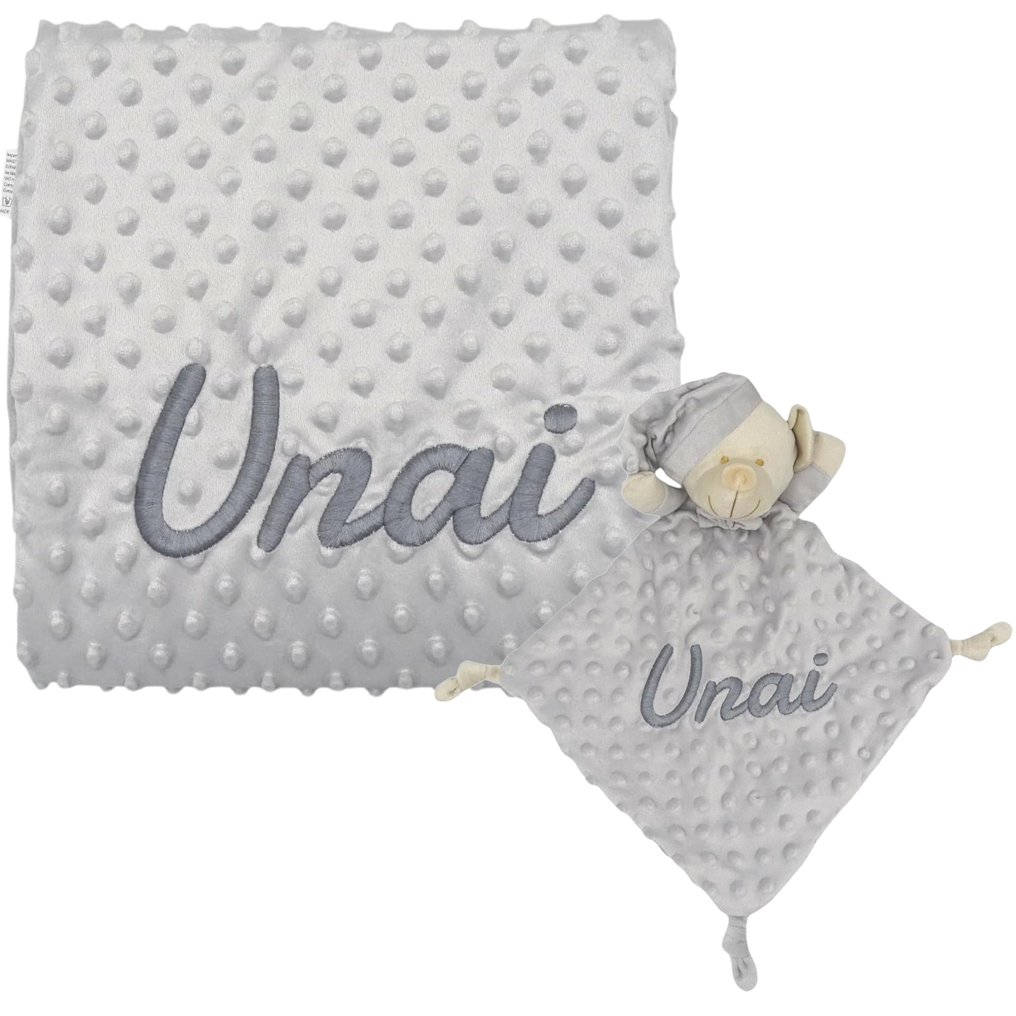 various Set Personalizada Manta + Dou Dou Bordado Bebe Recien Nacido Padres Primerizos Manta Suave Minky Poliester Cuna Coche Nina Nino Nombre Bordado Detalle Tierno Color Maquillaje — view 10