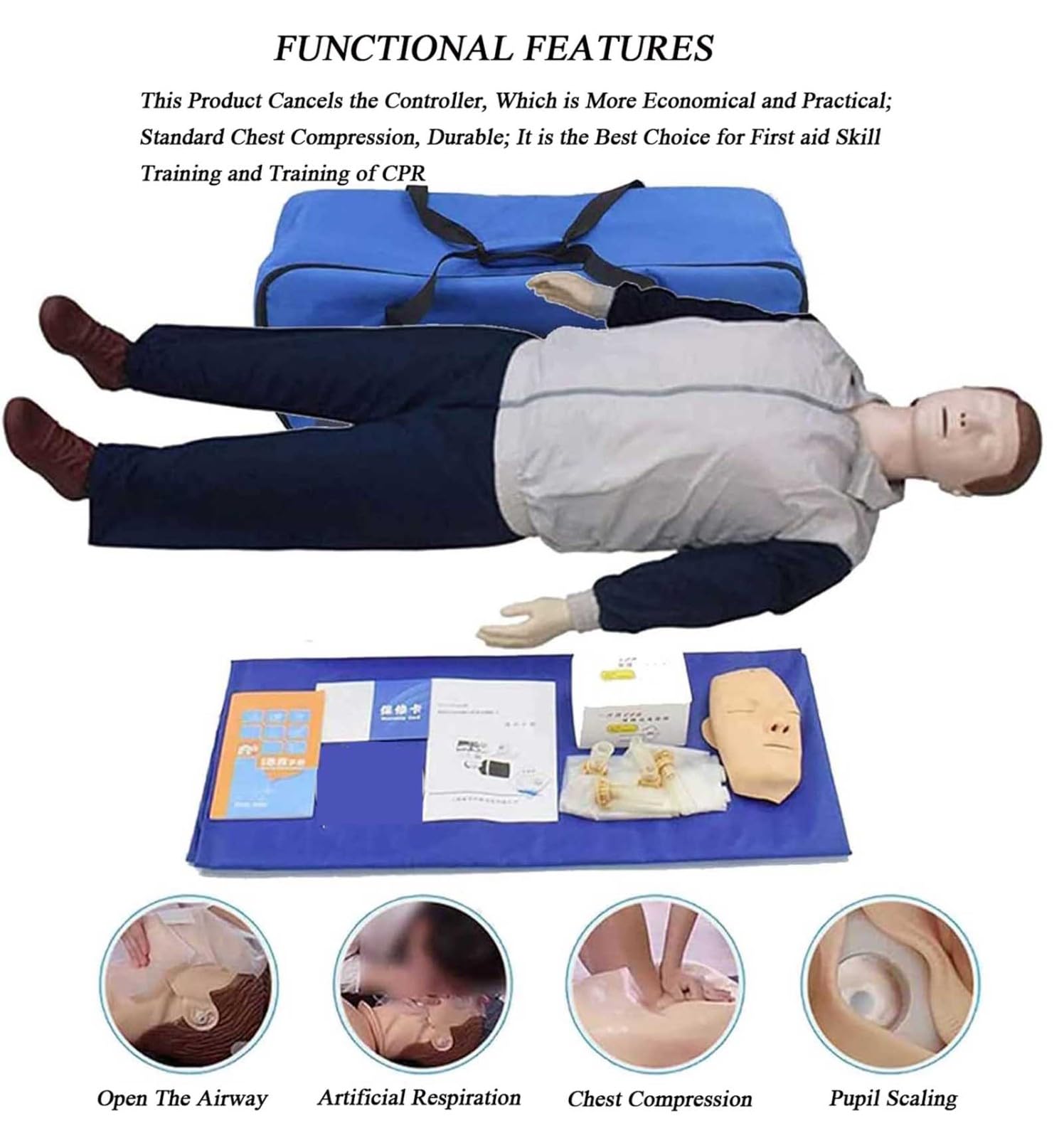 ELZEM Maniquí de Entrenamiento de Primeros Auxilios para RCP, maniquí de enseñanza de reanimación práctica para Entrenamiento de Primeros Auxilios