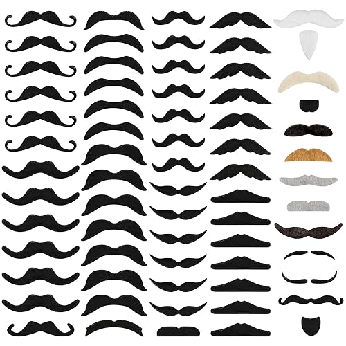 66 PCS Novelty Fake Mustache Self Adhesive Beard, Costume Mustaches