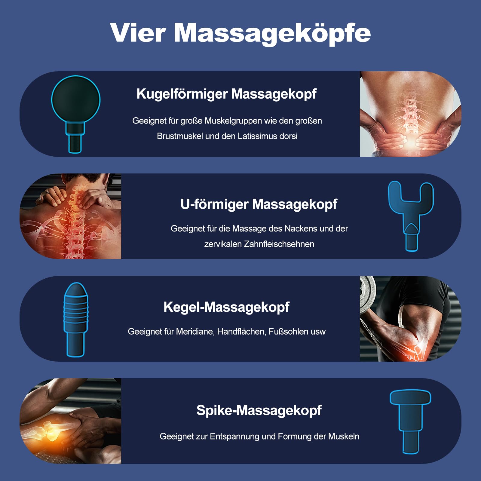Ergocar Muskel Massagepistole Massage Gun Tiefen Massagegerät für Nacken Schulter Faszien Tiefengewebe mit 20-Gang-Modi Elektrisches Handmassagegerät 4 Massageköpfen, Taste Stil-Rosa