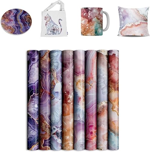 Vista 24 de Hojas de transferencia de sublimación con purpurina verde para máquina de prensa de calor, papel de transferencia de sublimación de 12 x 12 pulgadas