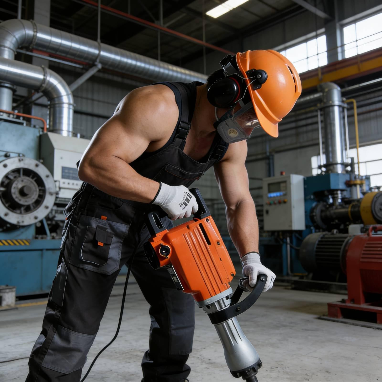 Abbruchhammer 2200W Elektrischer -Schlaghammer für Beton und Mauerwerk | 1700 BPM, inkl. 4 Meißel, Transportkoffer, Handschuhe & Gehörschutz – Ideal für Renovierung und Bauarbeiten