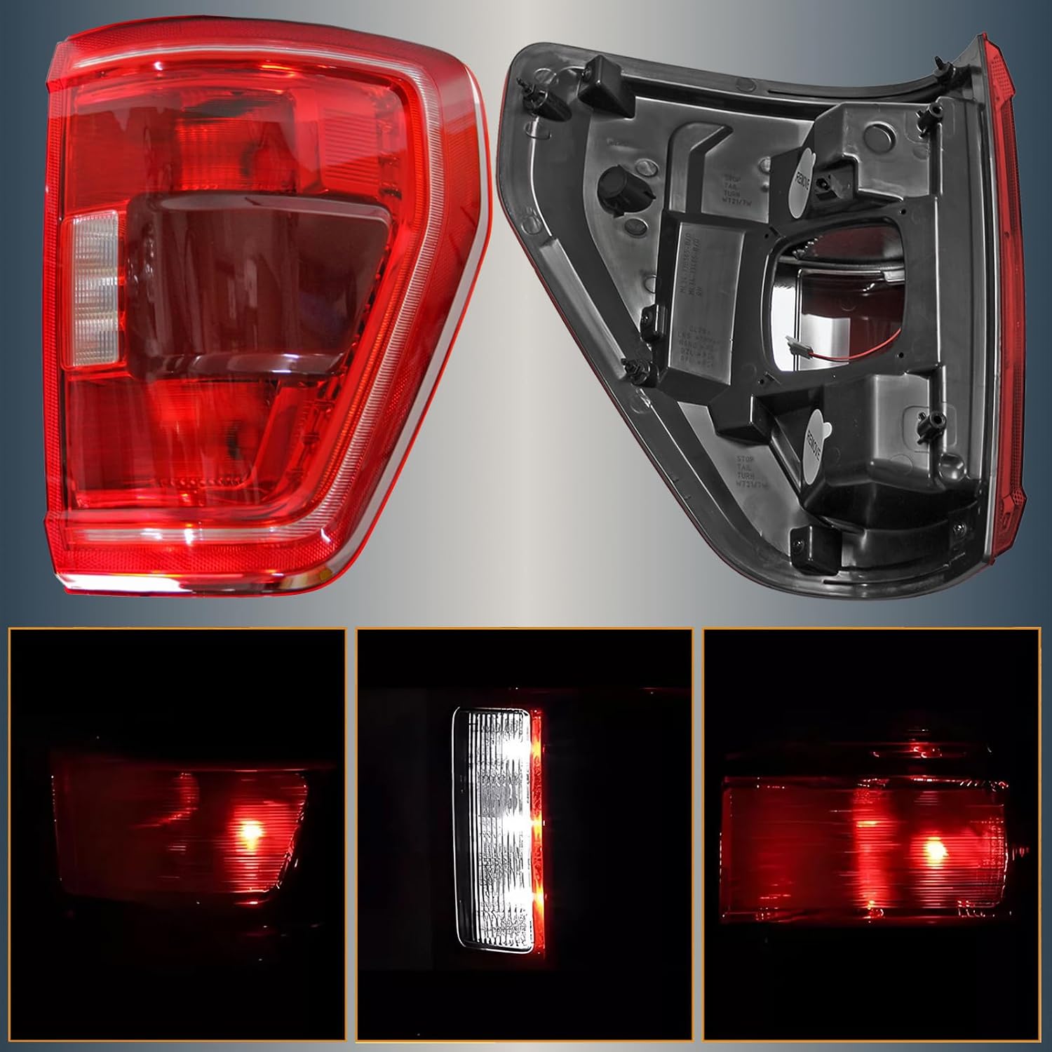 Tail Light w/Blind Spot Fit for 2021 2022 2023 Ford F150 XLT TREMOR,Halogen Taillight Brake Lamp Reverse Light Replacement Right Passenger Side ‎FO2819159 ML3Z13404C(Module NOT Included)
