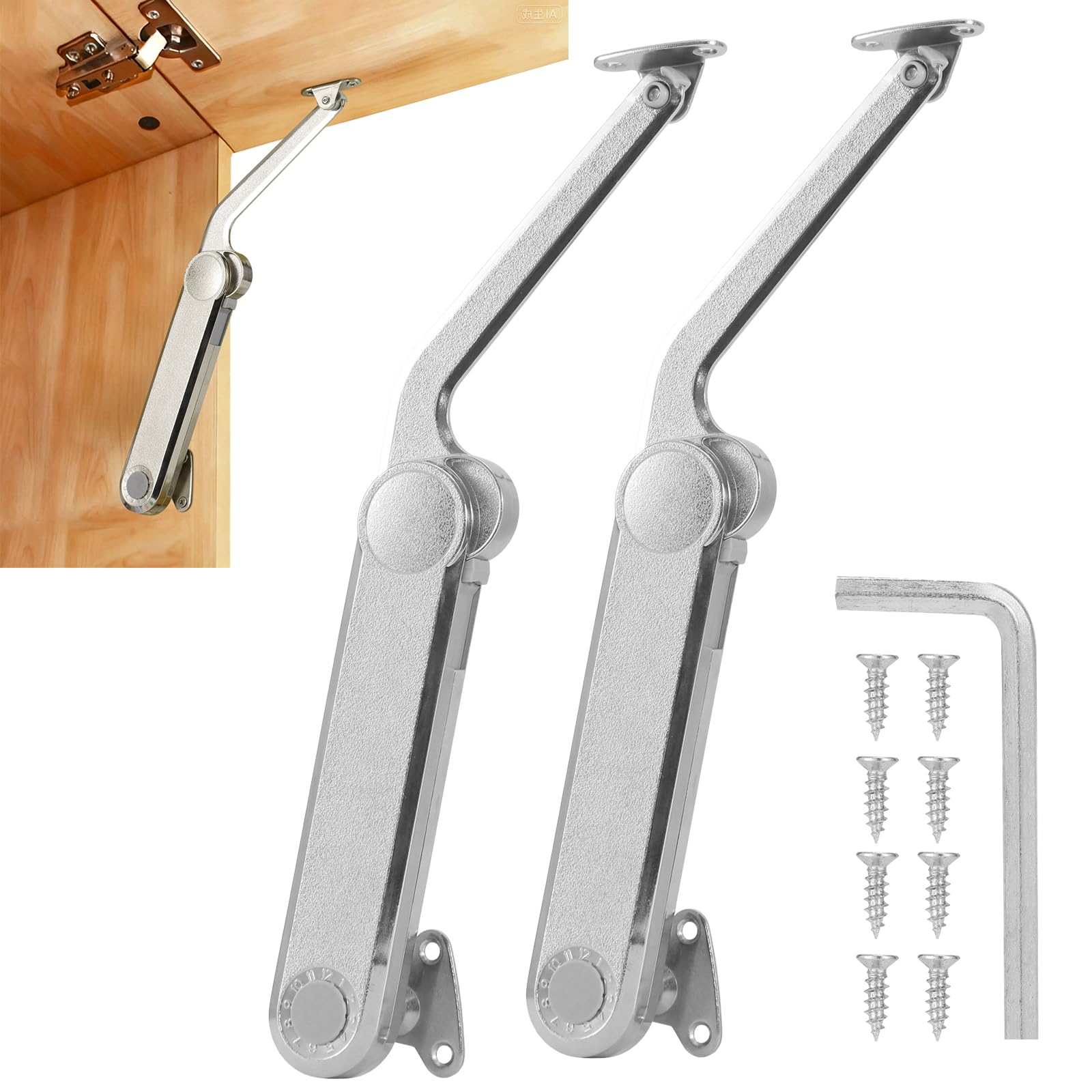 HBL' 2 Pack Lid Support Hinges Lid Stay Hinges for Extra-Long Upper Cabinet