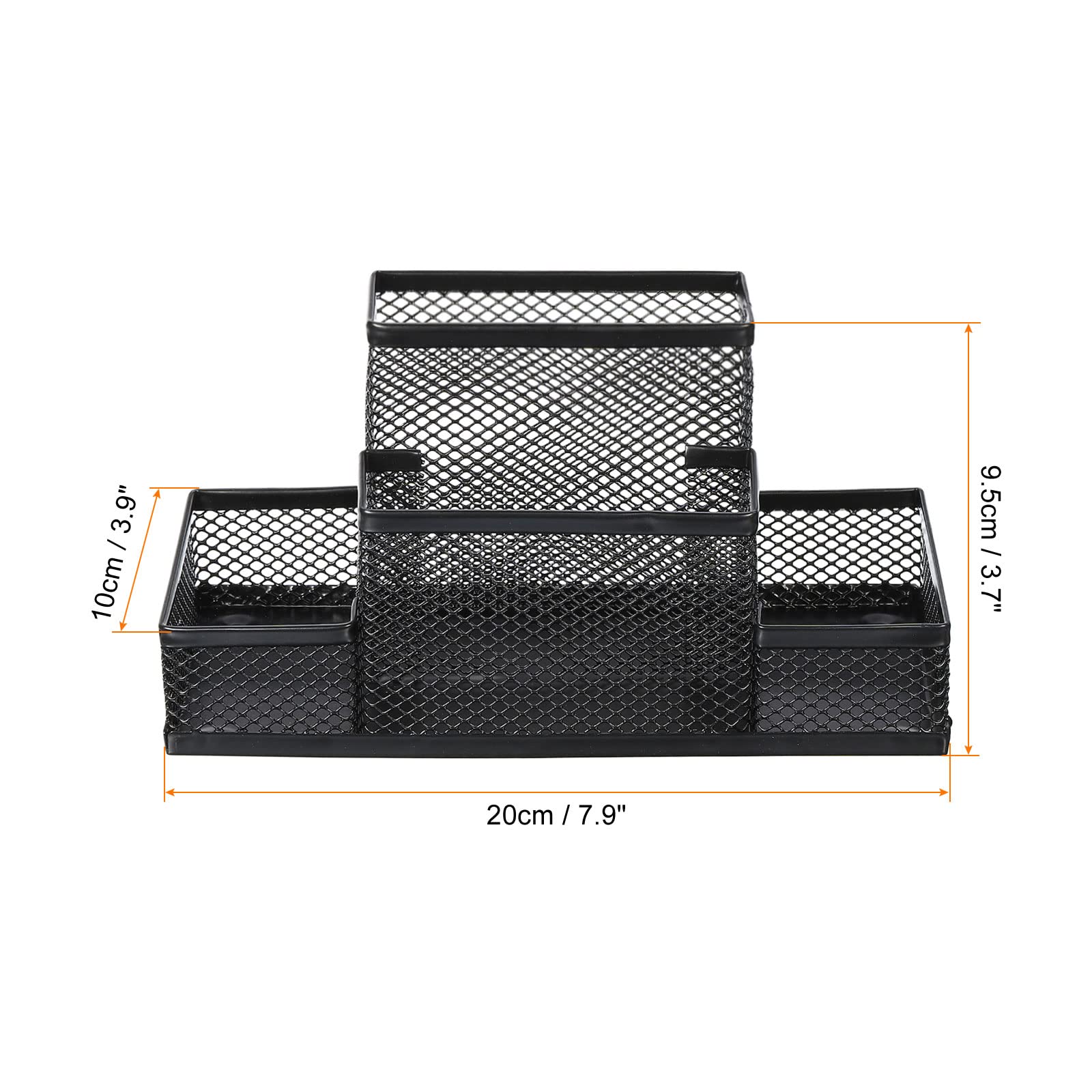 PATIKIL Maglia Metallo Penna Supporto, 2pz Scrivania Organizzatori 4 Scomparti Matita Contenitore Scatola per Ufficio Desktop, Nero