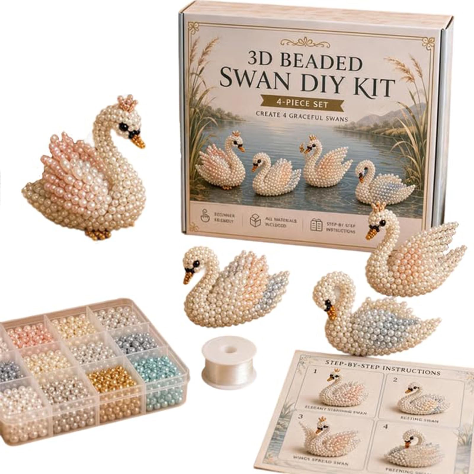 3D Beaded Animals Kit | Bead Animal Embroidery Kits with Instructions | DIY Animals Beading Arts and Crafts for Adults | Handmade Jewelry Art Making Kit