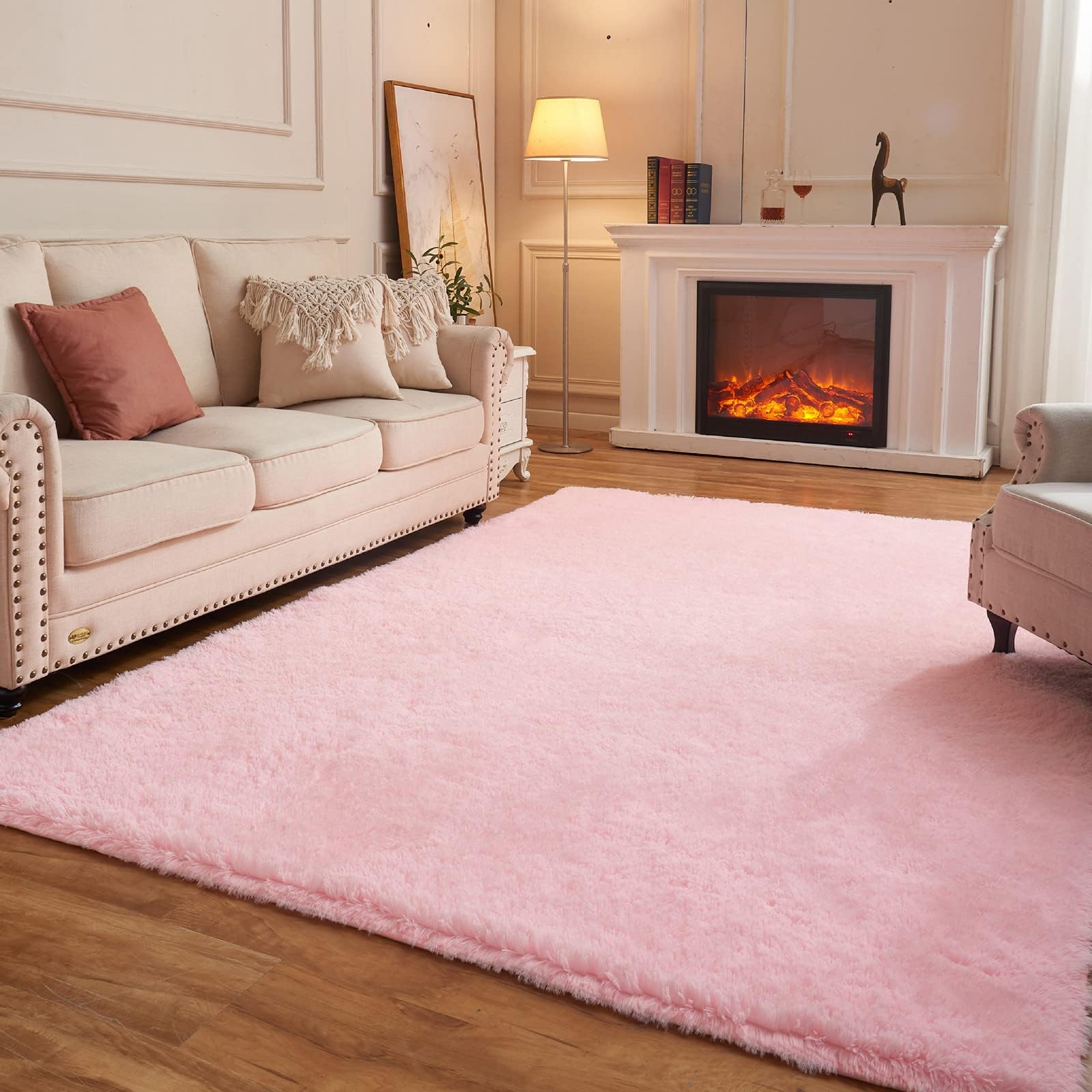 Arbosofe Area Rugs for Living Room Bedroom, 5x7 Feet Pink Fluffy Fuzzy Shag Small Carpet Soft Plush Furry Clearance Rug, Cute Rugs for Nursery, Playroom, Kids and Girls Room