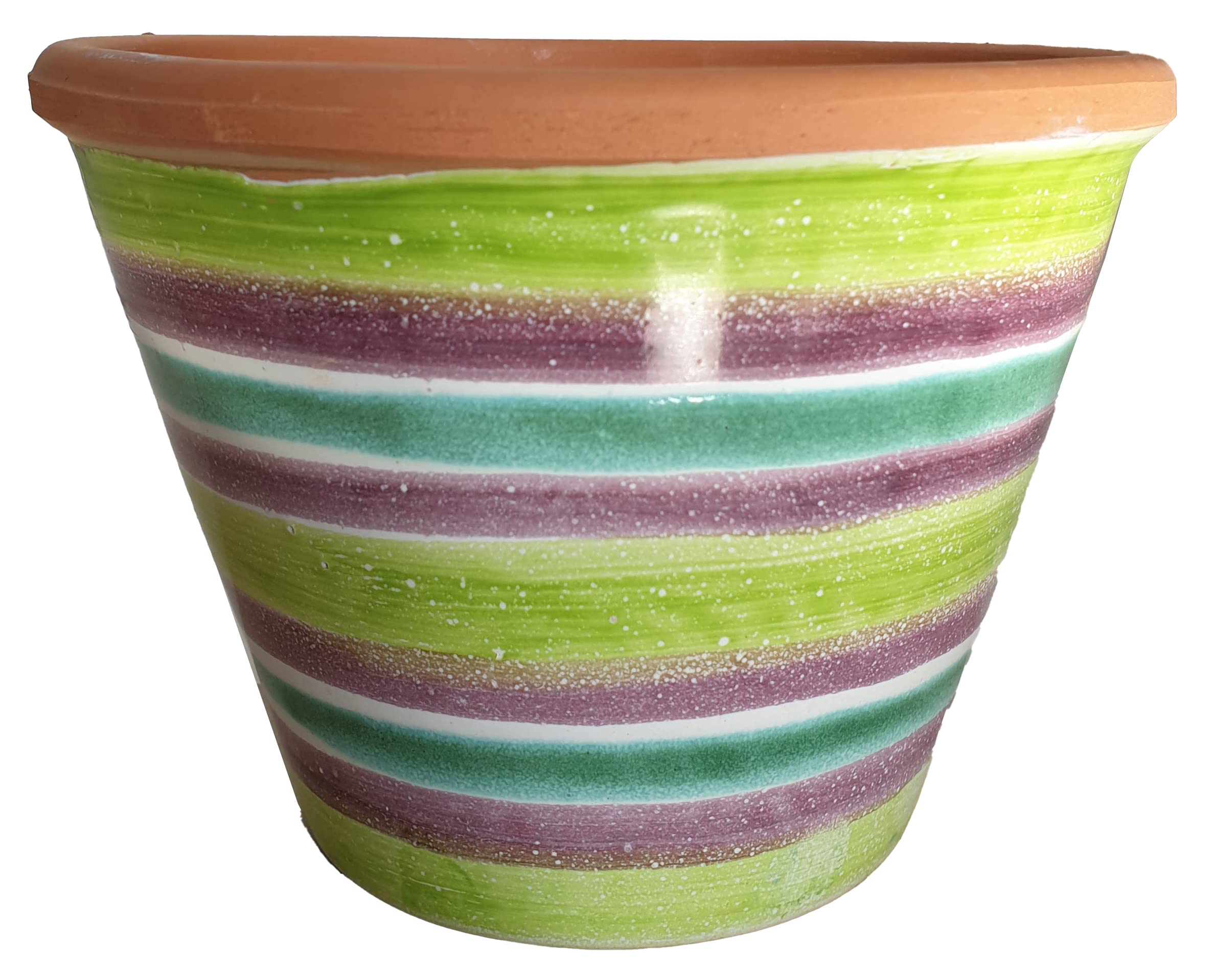 Ceramiche Angela Rinaldi – Vaso in Ceramica di Vietri dipinto a mano Maiolica Design Fioriera Terracotta Coccio Cachepot (Diametro cm 25 altezza cm 18 kg 2, verde viola verde ramina)