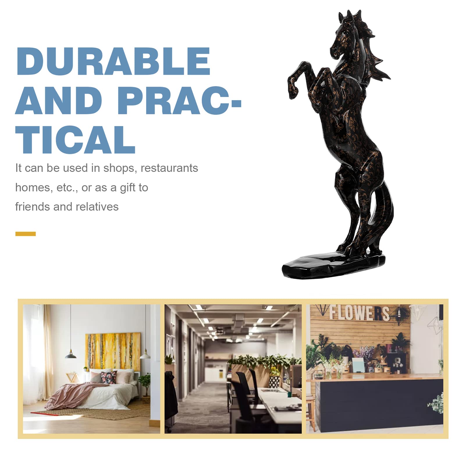 Amazon.co.jp: ledmomo 馬の置物 跳ね馬 風水 開運 樹脂置物