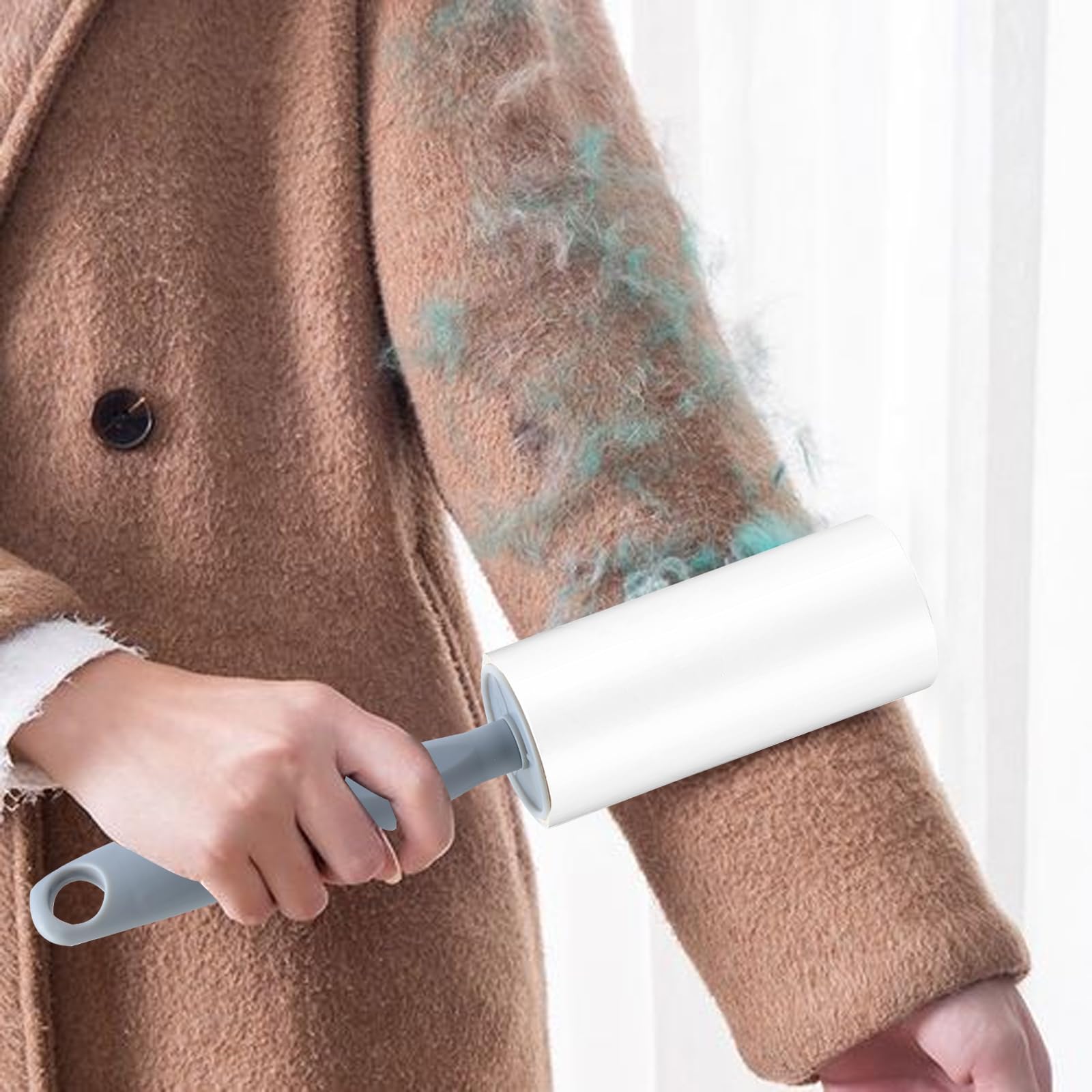 Pumuky Rolle Tierhaar, Kleidungsbürste, Anti-Haare, 480 Blatt Klebebürste, stark haftend, für Tierhaare, Kleidung, Teppiche, Sofas (12 Rollen + 2 Bürsten)
