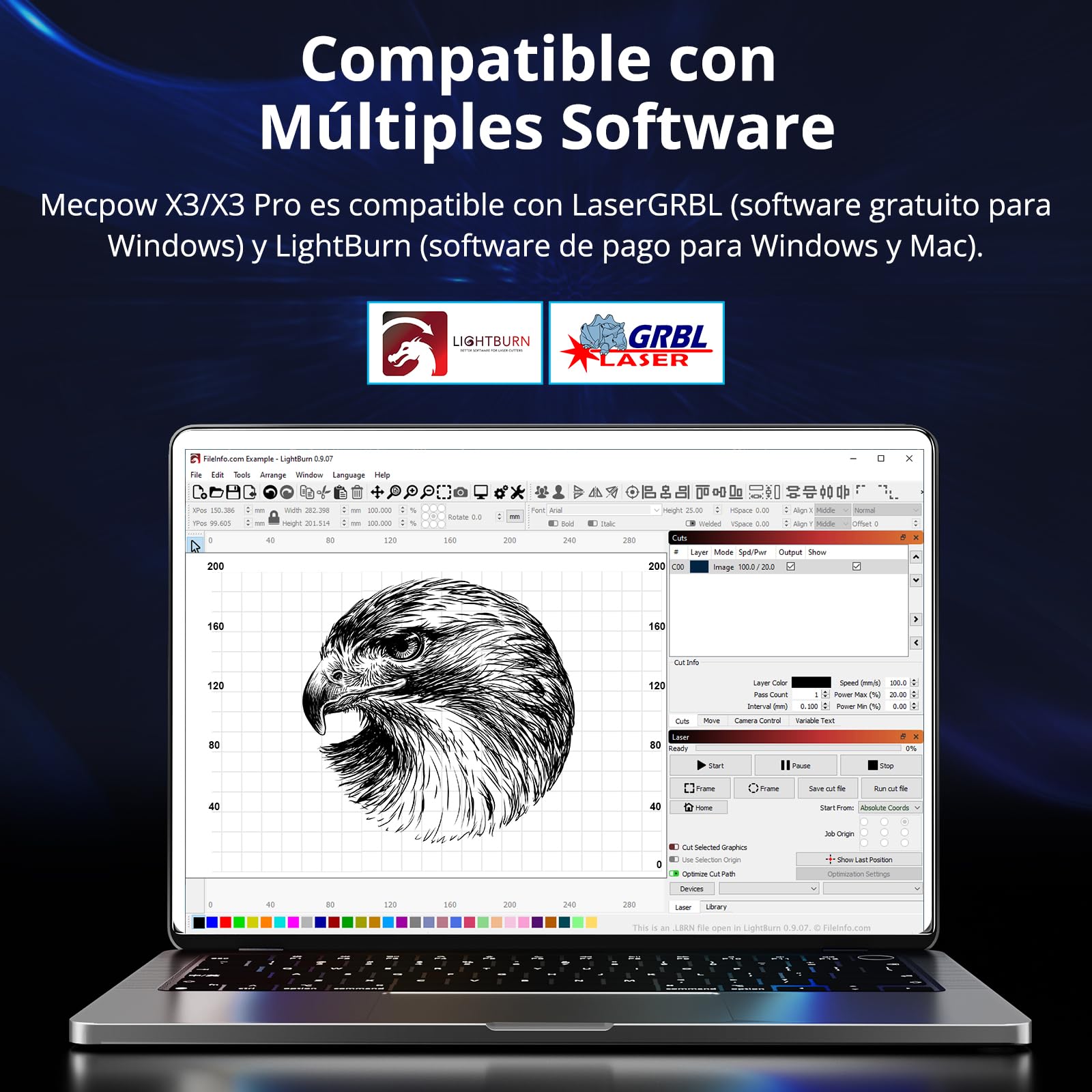 X3 Grabador Laser, 5W CNC Cortadora Laser para Madera y Metal,Grabadora Láser 10000mm/min con Parada de Emergencia, Detección de Llama y Giroscopio, 410 x 400mm