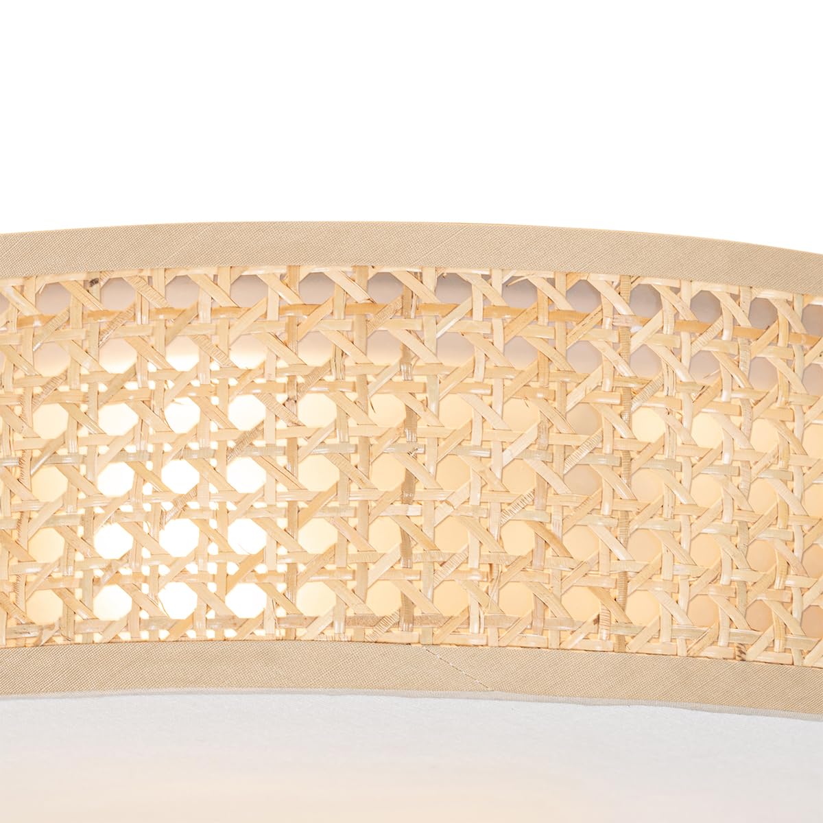 Qazqa Oriental Lámpara de techo oriental ratán 40 cm 3 luces - Tromma/Lino/Acero Redonda Adecuado para LED Max. 3 x 40 Watt