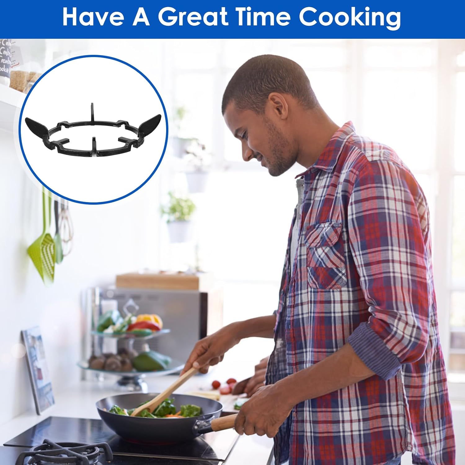 Cast Iron Ring Support Stand, Wok Stand For Gas Hob, Gas Ring Stove Cooker Plate Coffee Pot Stand, Cooktop Range Pan Holder Kitchen Supplies Accessories for Gas Stove Hobs Cooker, Black