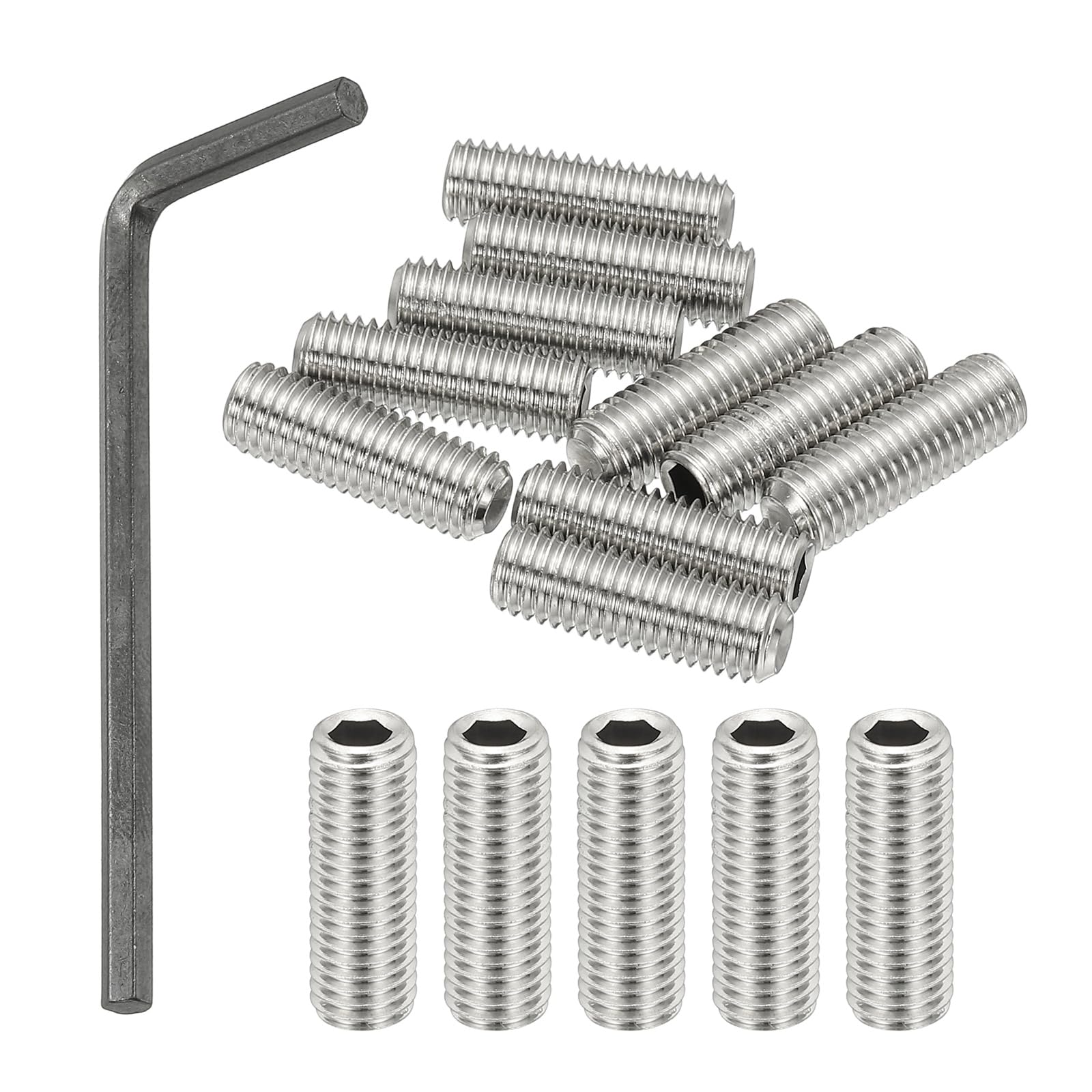 PATIKIL 1/4-28x3/4" Internal Hex Socket Set Grub Screws