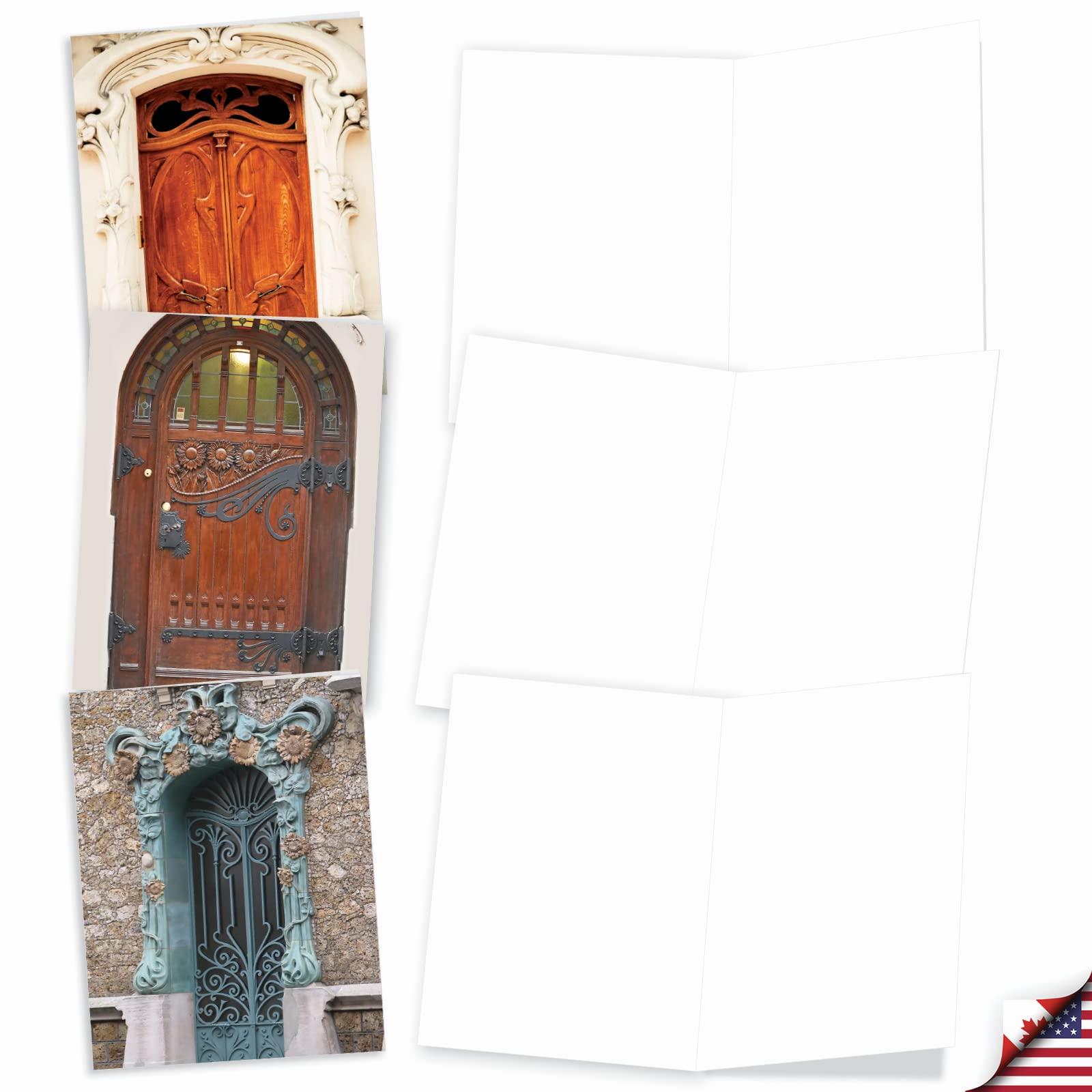 M4624OCB-B1x10 Art Nouveau Doors: 10 Assorted Blank All-Occasion Note Cards Featuring Images of Beautifully Ornate and Intricately Designed Doorways w/White Envelopes - Image 2