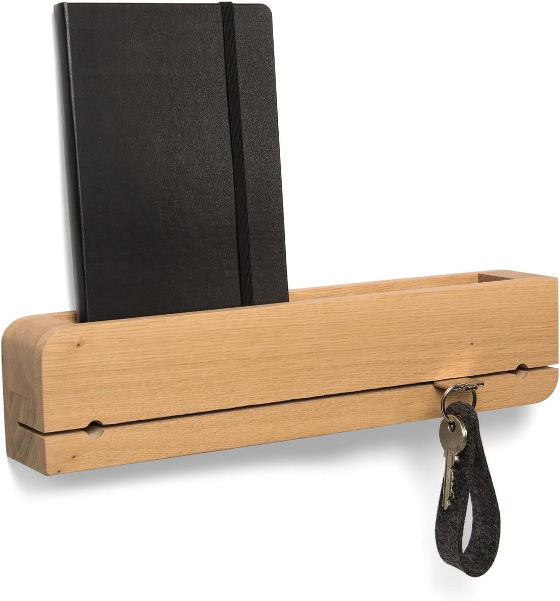 Natuhr Wall Mounted Key Holder Wood Letter Rack DOโขORGANIZER Shelf Storage of Keys, Letters, Smartphone,Tablets (Oak)