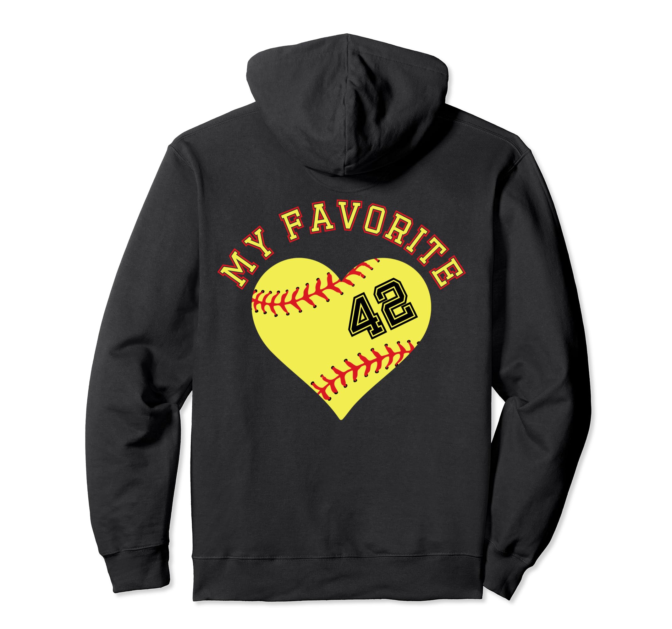 Softball Player 42 Jersey Outfit No #42 Sports Fan Pullover Hoodie, Black - Image 2