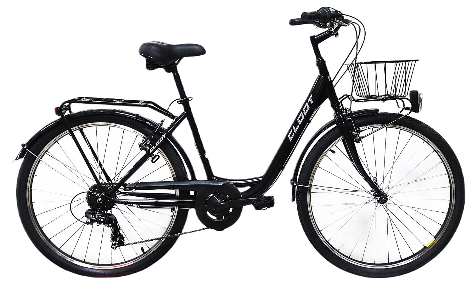 CLOOT Leichtes Urban-Fahrrad 26 Zoll mit 6 Gängen Ergonomischer Verstellbarer Sattel Gepäckträger Beleuchtung den Täglichen Gebrauch Retro-Design für Damen und Herren Körpergröße 1,59–1,78 (Schwarz) Sport & Freizeit