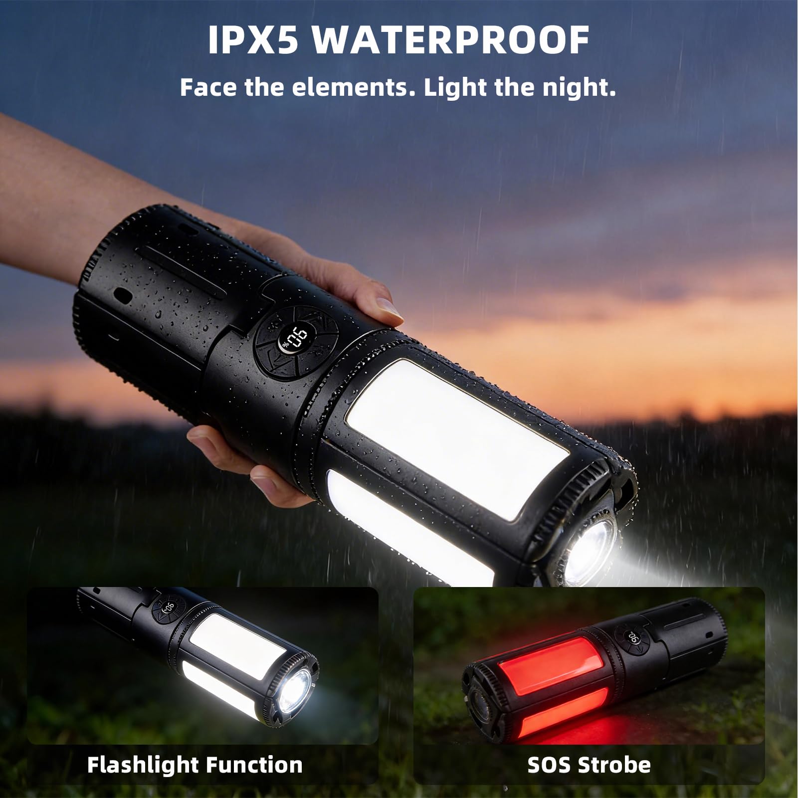 aiGear Luces telescópicas de camping, luces de camping recargables con soporte, 14000 mAh, linternas plegables de camping, linternas portátiles IPX5 impermeables para camping, senderismo, pesca, uso