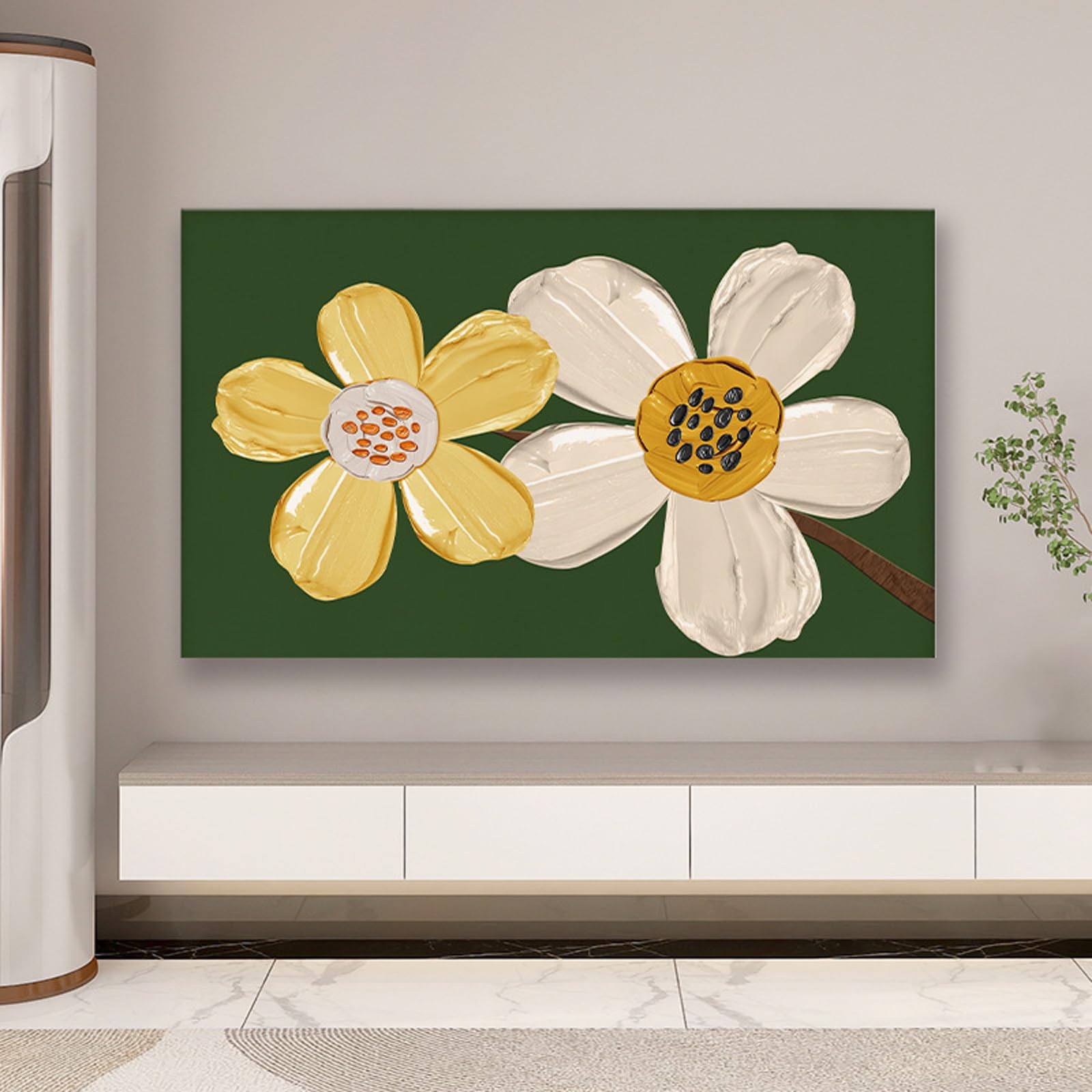 Treer TV Housse Anti-Poussière, Housses De Télévision En Tissu Élastique Couverture De Télévision Protection Housse D'Écran Protection For 22 à 75 Pouces (24 Pouces,Peinture à L'encre 3