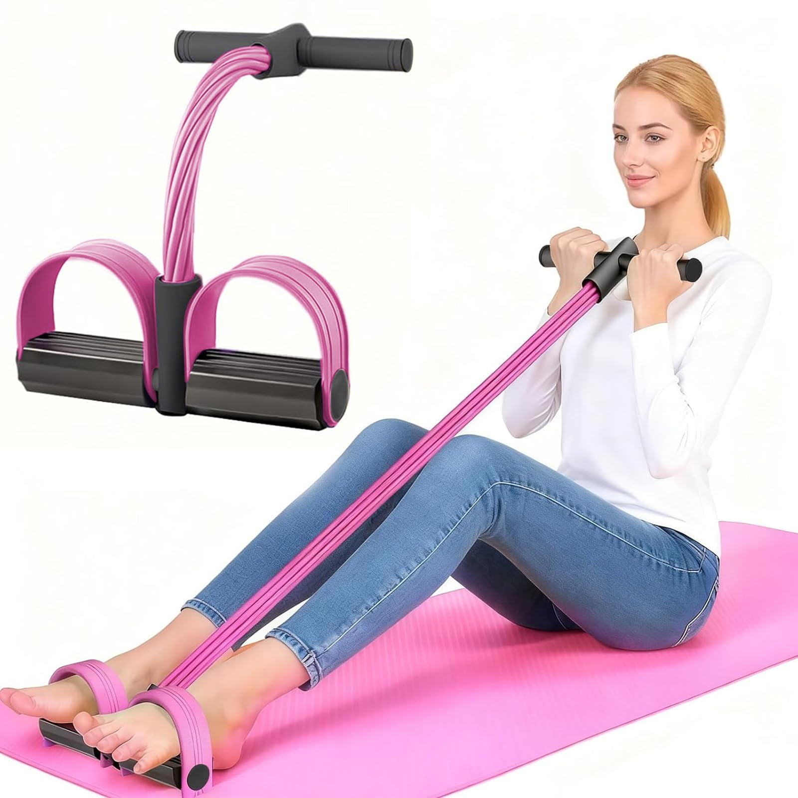 Pedal Resistance Band with Handle Natural Rubber Foot Resistance Bands with Handles New 6-Tube Manual Resistance Training Pedal