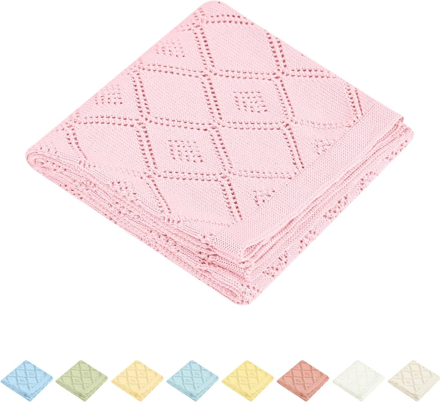 TRENDSTITCH Baby Blanket in Diamond Pattern, 100 Cotton
