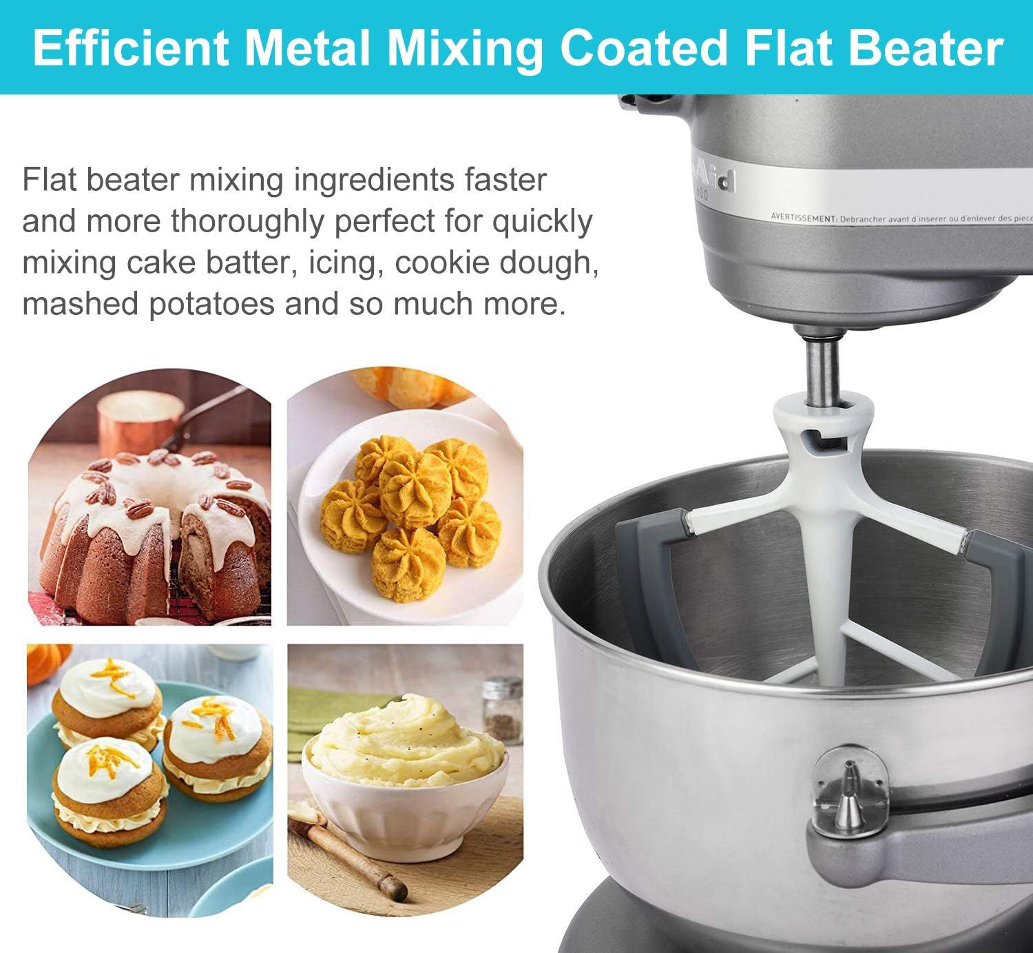 Flex Edge Beater for KitchenAid 6 Qt Bowl-Lift Stand Mixer, Silicone Edge