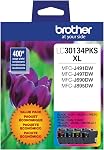 Pack de cartouches d'encre couleur à rendement standard Brother Genuine LC30113PKS (3), cartouches de remplacement d'encre originales, cyan/magenta/jaune, encre pour imprimantes à jet d'encre Brother MFCJ491DW, MFCJ497DW, MFCJ690DW