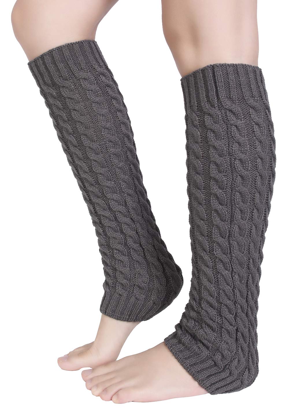 PareberryWomen's Winter Soft Over the Knee High Cable Boot Socks Knit Long Leg Warmers (C05-Black)
