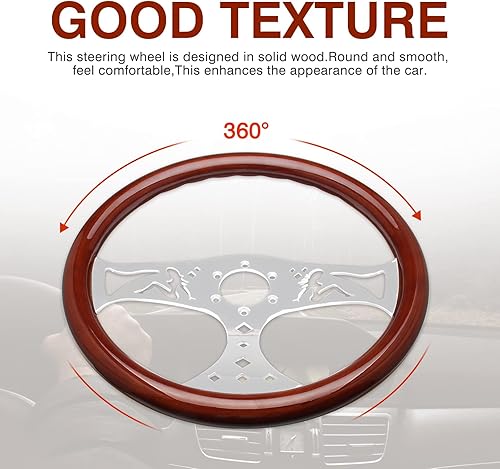 Miniatura 4 de Volante de madera Top10 Racing de 15 pulgadas, estilo clásico Grant Nostalgia, con 3 soportes, remachado, agarre de madera ligero, con botón de