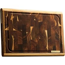 End Grain Wood Cutting Board, Acacia Chopping Board, 15.8 x 11.2 x 1.2 Inch