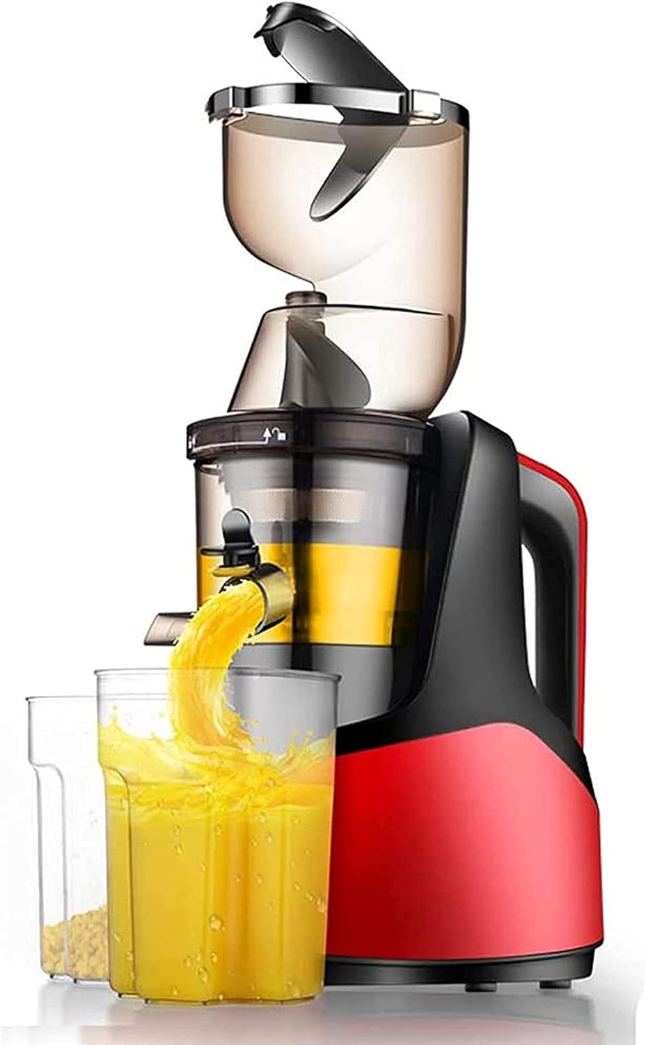Citrus Juicer Slow Chewing Juice Machine Wide Mouth Juicer High Efficiency Juicer Easy to Clean Quiet Motor BPA Free Reverse Function Anti-clogging (Red)