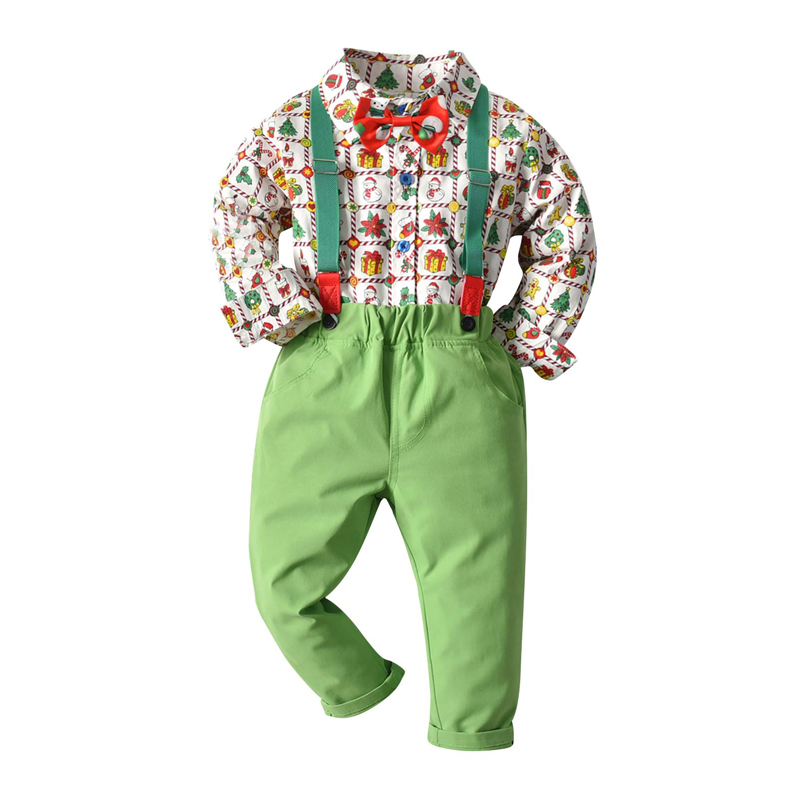 Toddler Kids Baby Boy Christmas Outfit Vertical Striped Long