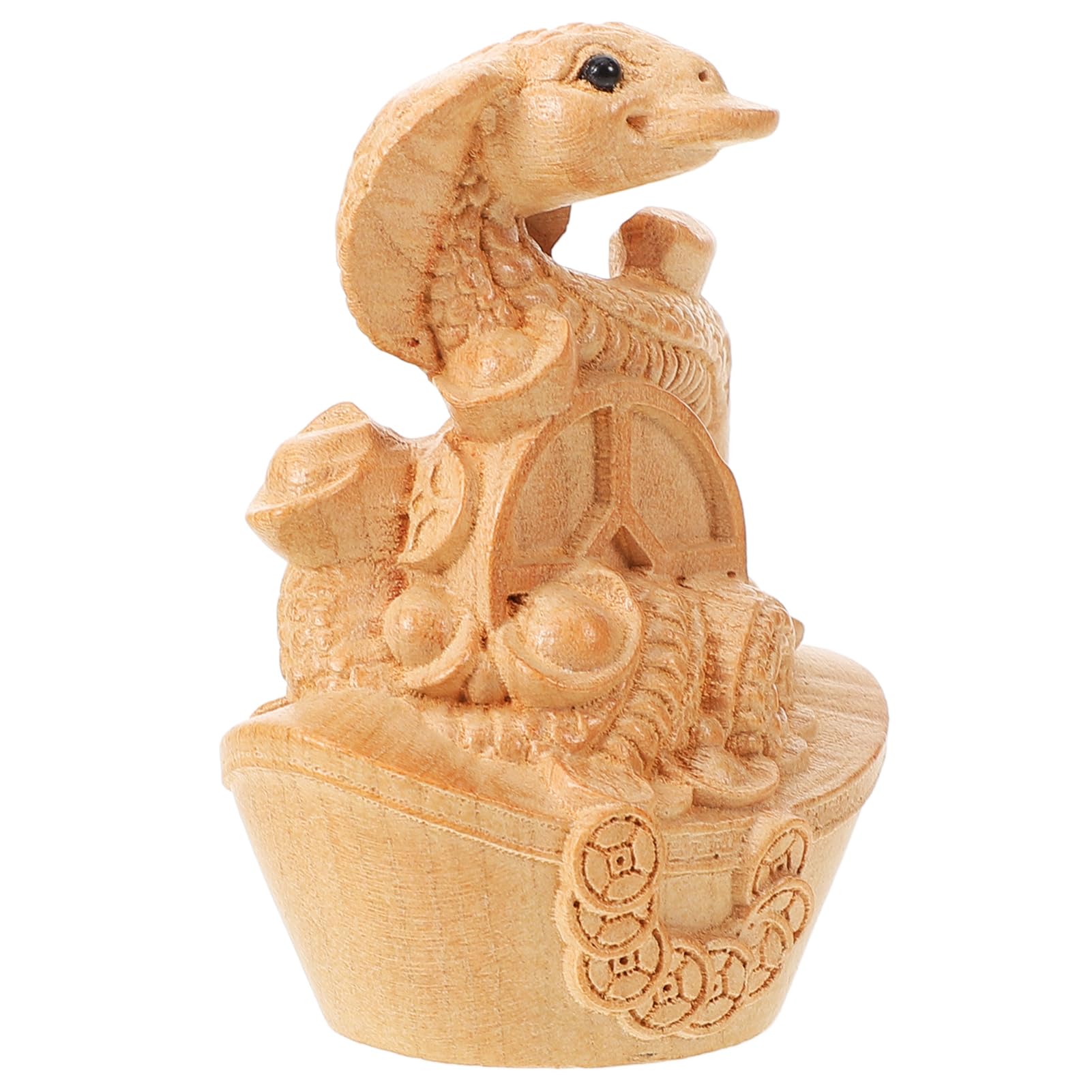 Lurrose Wooden Snake Figurine, Year of The Snake 2025, Chinese Zodiac Snake for Home Office Desk Decor