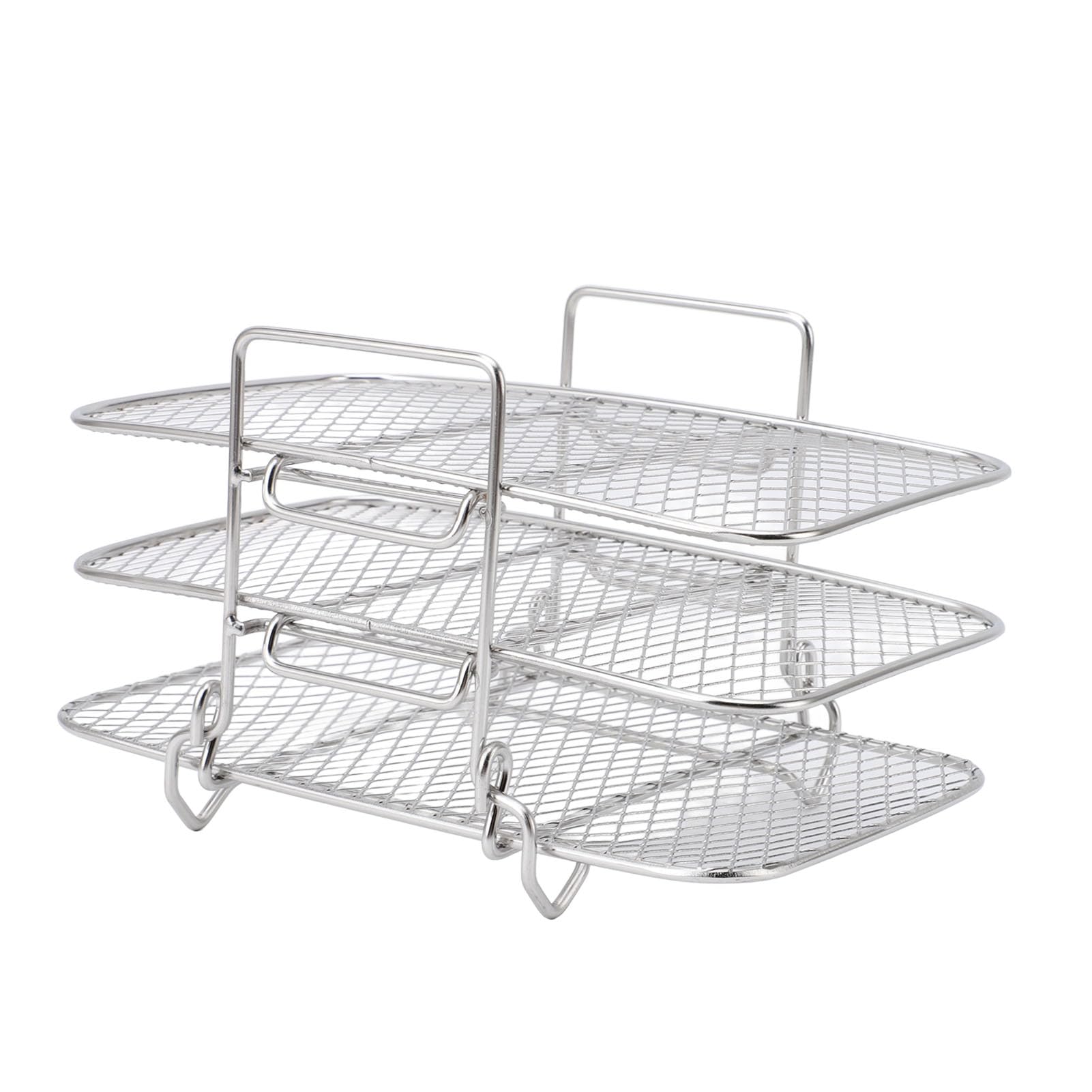 Griglia quadrata per friggitrice ad aria a 3 strati, impilabile, multi strato staccabile, accessori per friggitrice ad aria, cottura per grigliare pancetta o ali di pollo